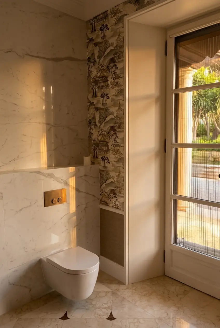 Veta continua de Calacatta en un canto ingletado de porcelánico, ejecutado in situ por Realta