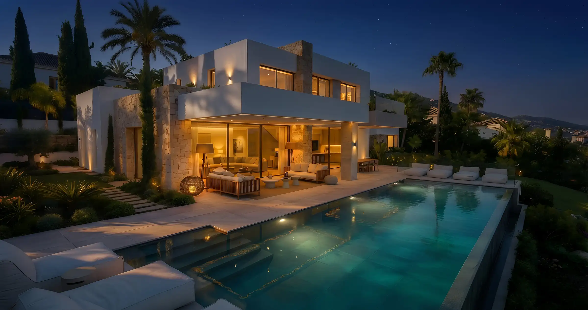 Villa construction in La Cerquilla, Marbella: hand-floated water-repellent render by Realta's own team